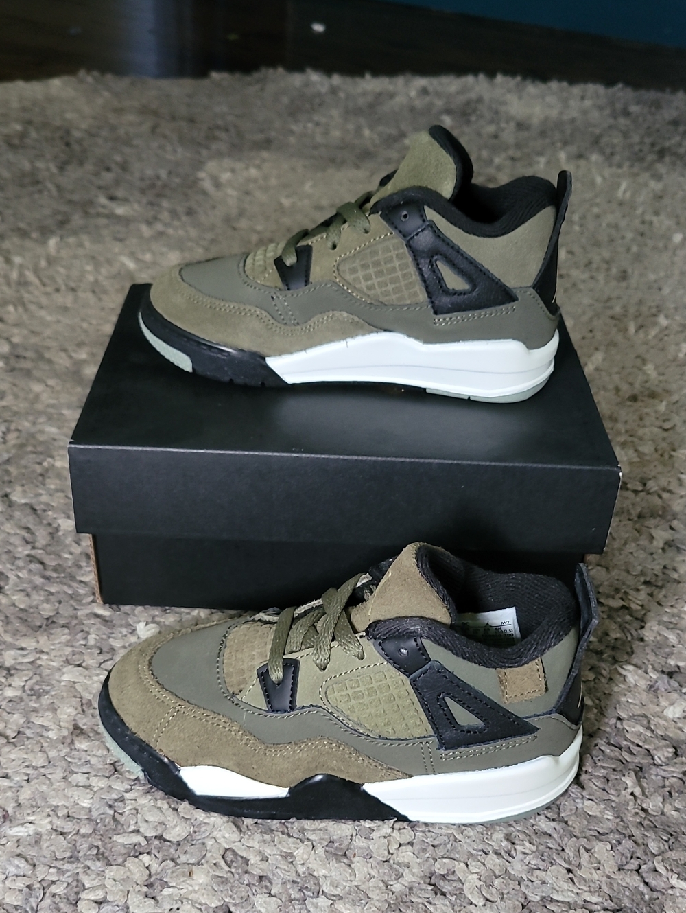 Jordan Kids Olive Green and Black Low-Top Sneakers
